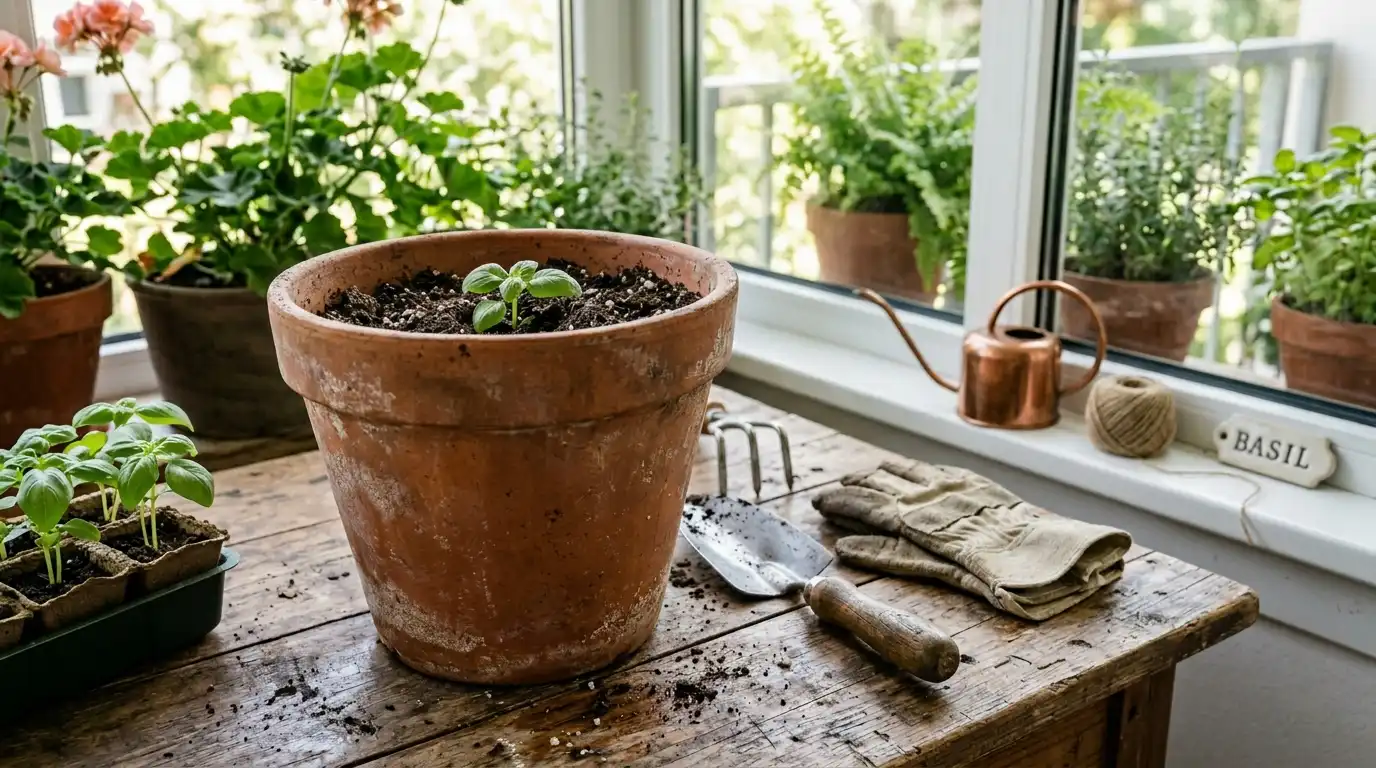 Plantar Manjericao Em Vaso Substrato
