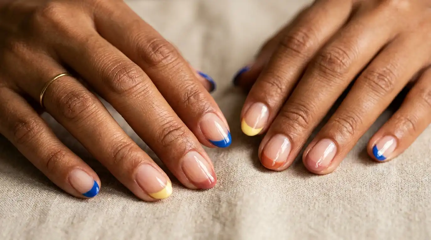 Unhas Gel Natural Nail Art Francesinha Colorida