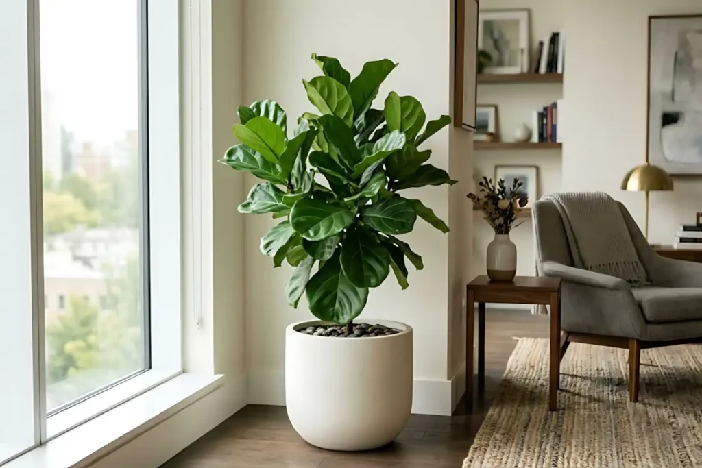 Ficus Lyrata Bambino Em Canto Fixo De Sala Com Iluminacao Indireta