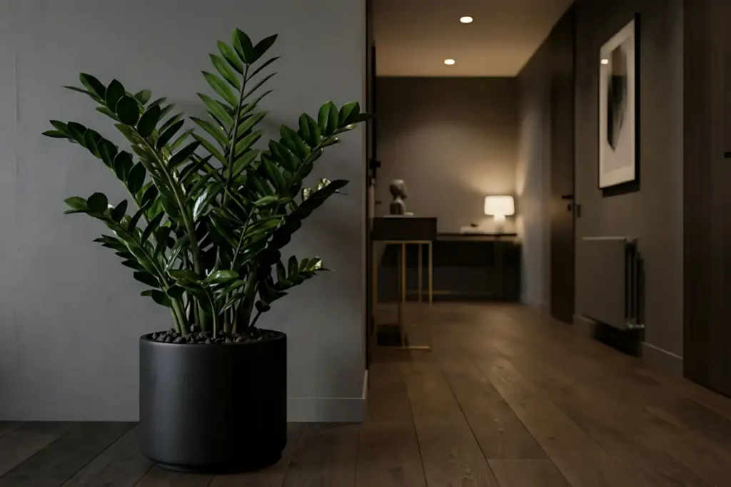 Zamioculca Em Corredor Interno Com Pouca Iluminacao Natural